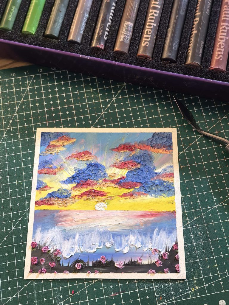 软性油画棒的风景画-双生社区